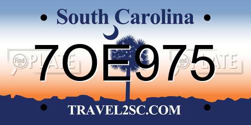 7OE975 South Carolina License Plate