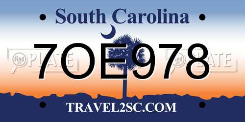 7OE978 South Carolina License Plate