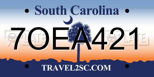 7OEA421 South Carolina License Plate