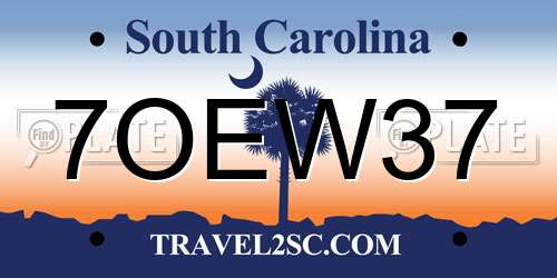 7OEW37 South Carolina License Plate