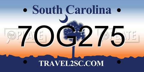 7OG275 South Carolina License Plate
