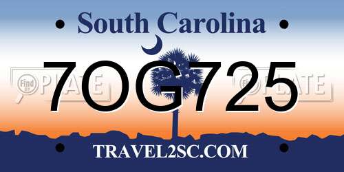 7OG725 South Carolina License Plate