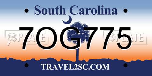7OG775 South Carolina License Plate