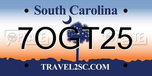 7OGT25 South Carolina License Plate