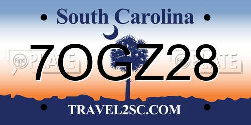 7OGZ28 South Carolina License Plate
