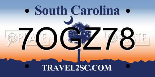 7OGZ78 South Carolina License Plate