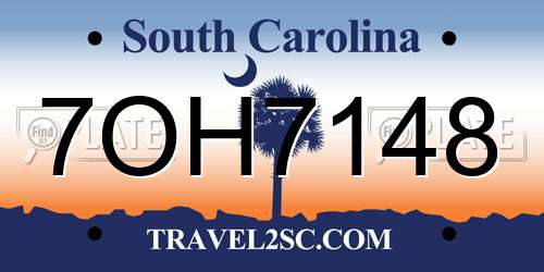 7OH7148 South Carolina License Plate