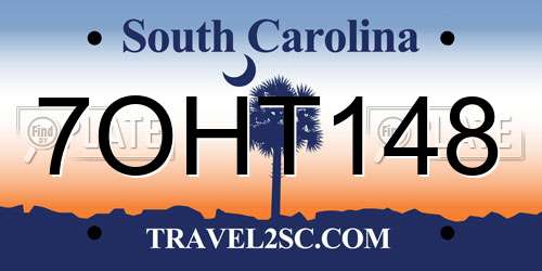 7OHT148 South Carolina License Plate