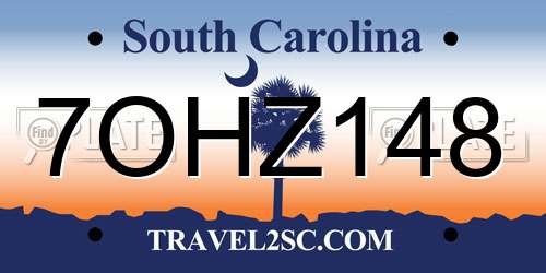 7OHZ148 South Carolina License Plate