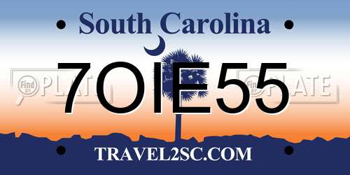 7OIE55 South Carolina License Plate