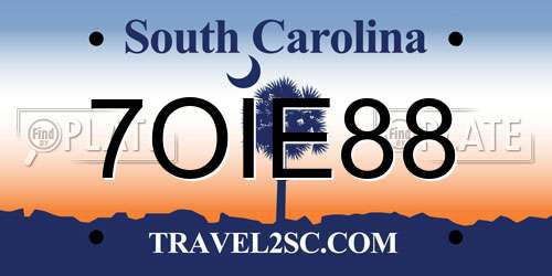 7OIE88 South Carolina License Plate