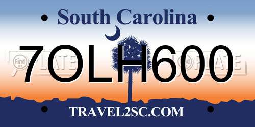 7OLH600 South Carolina License Plate