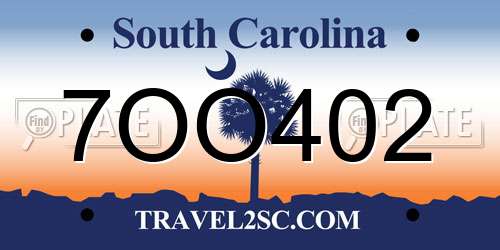 7OO402 South Carolina License Plate