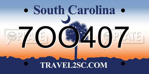 7OO407 South Carolina License Plate