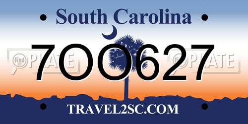 7OO627 South Carolina License Plate