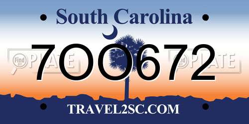 7OO672 South Carolina License Plate