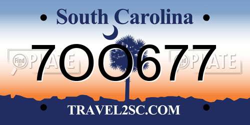 7OO677 South Carolina License Plate