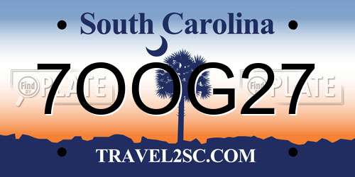 7OOG27 South Carolina License Plate