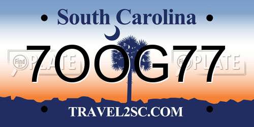 7OOG77 South Carolina License Plate