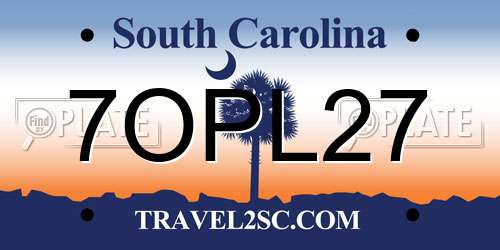 7OPL27 South Carolina License Plate