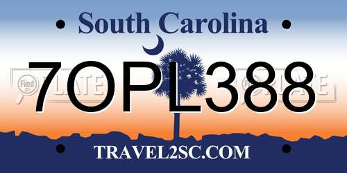 7OPL388 South Carolina License Plate