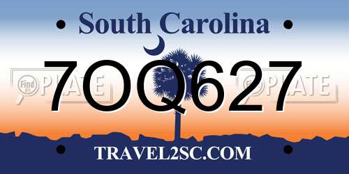 7OQ627 South Carolina License Plate