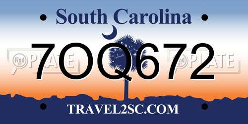 7OQ672 South Carolina License Plate