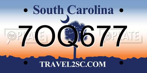 7OQ677 South Carolina License Plate