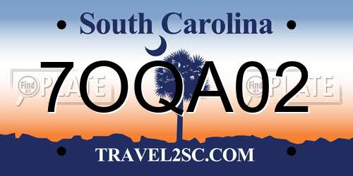 7OQA02 South Carolina License Plate