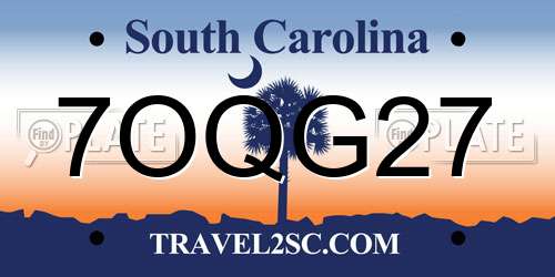 7OQG27 South Carolina License Plate