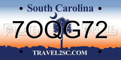 7OQG72 South Carolina License Plate