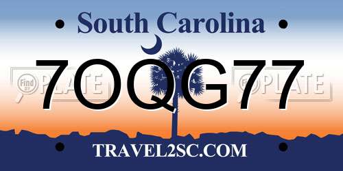 7OQG77 South Carolina License Plate