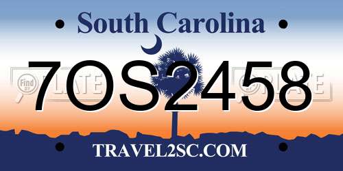 7OS2458 South Carolina License Plate