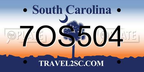 7OS504 South Carolina License Plate