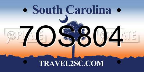 7OS804 South Carolina License Plate
