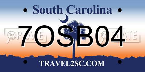 7OSB04 South Carolina License Plate