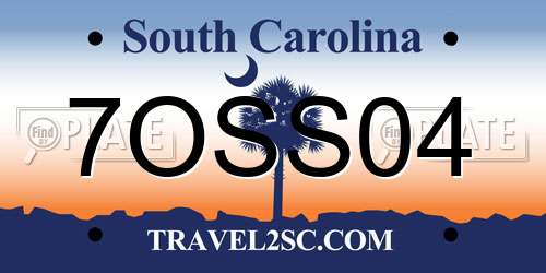 7OSS04 South Carolina License Plate