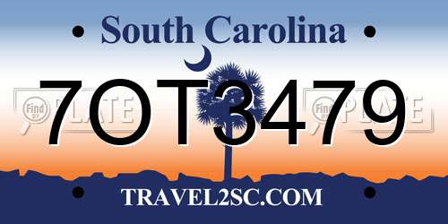 7OT3479 South Carolina License Plate