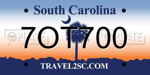 7OT700 South Carolina License Plate