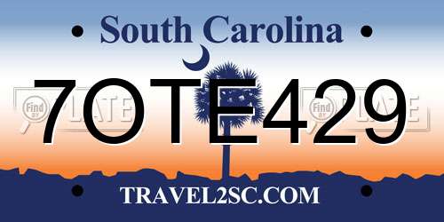 7OTE429 South Carolina License Plate