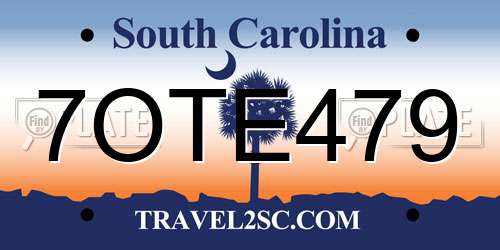 7OTE479 South Carolina License Plate