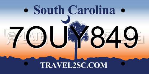 7OUY849 South Carolina License Plate