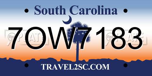 7OW7183 South Carolina License Plate