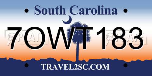 7OWT183 South Carolina License Plate