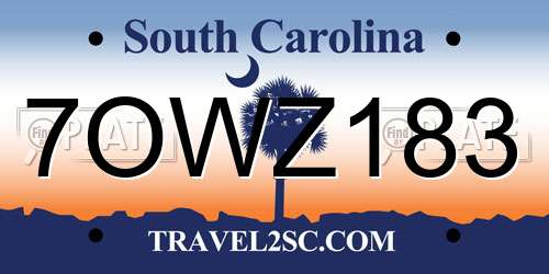 7OWZ183 South Carolina License Plate