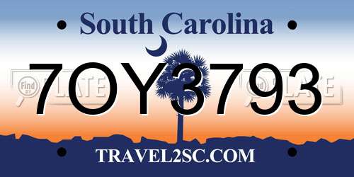 7OY3793 South Carolina License Plate
