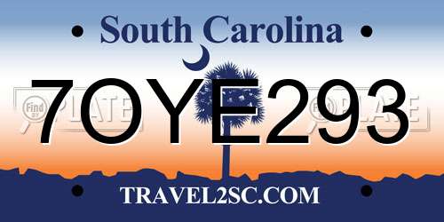 7OYE293 South Carolina License Plate
