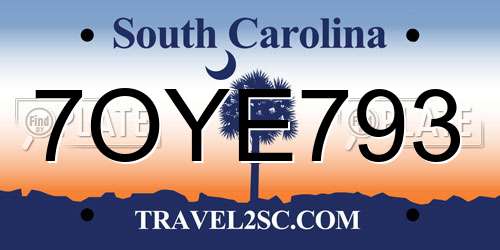 7OYE793 South Carolina License Plate