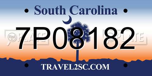 7P08182 South Carolina License Plate