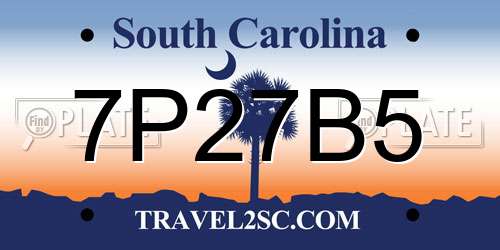 7P27B5 South Carolina License Plate